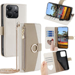 For Xiaomi Redmi Note 14 4G (164.84mm) Case Mirror Wallet Leather Phone Cover with Chain Shoulder Strap