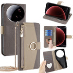 For Xiaomi 15 Ultra Case Mirror Wallet Leather Phone Cover with Chain Shoulder Strap