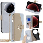 For Xiaomi 15 Ultra Case Mirror Wallet Leather Phone Cover with Chain Shoulder Strap