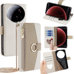 For Xiaomi 15 Ultra Case Mirror Wallet Leather Phone Cover with Chain Shoulder Strap