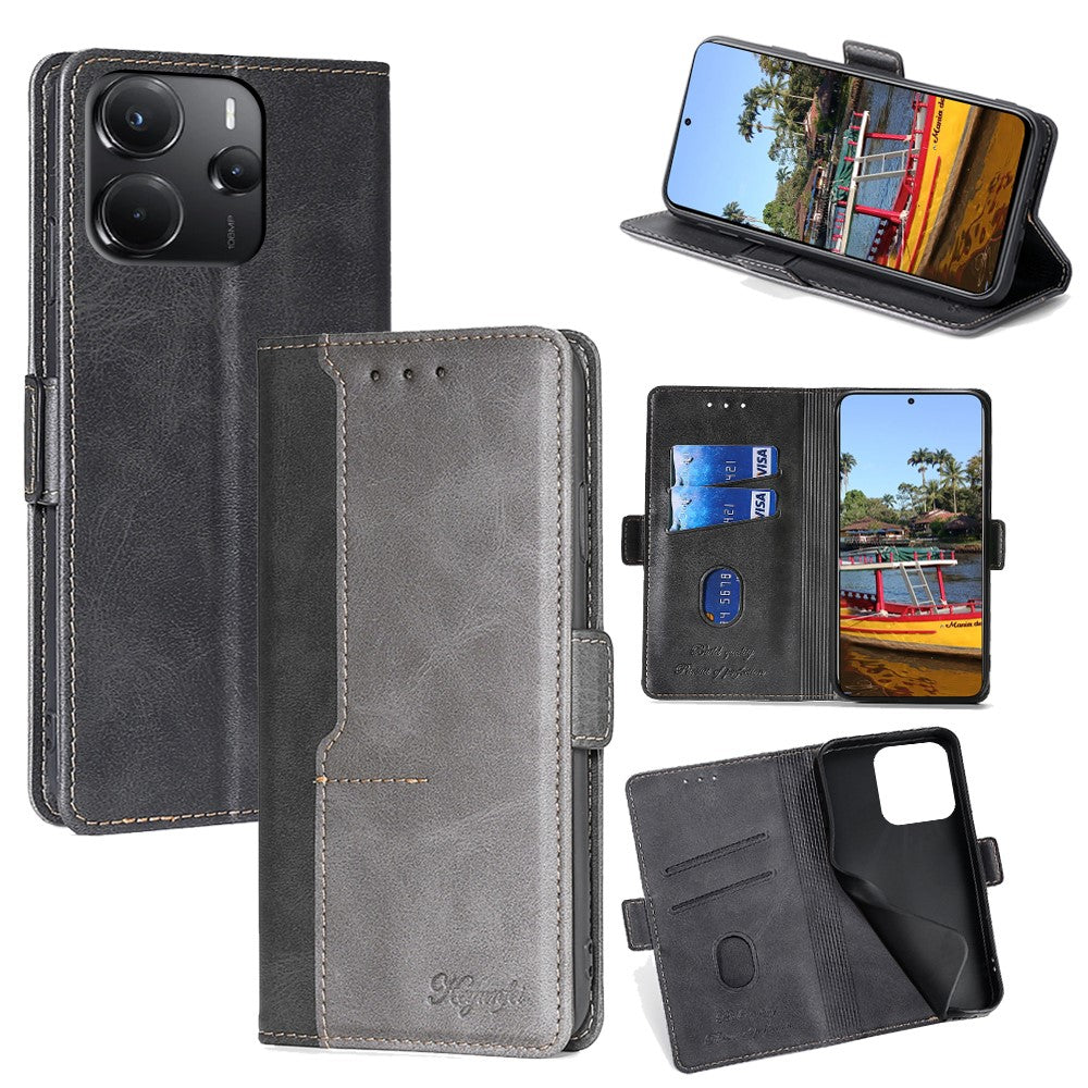 For Xiaomi Redmi Note 14 4G (164.84mm) Case Contrast Color Wallet Leather Phone Cover