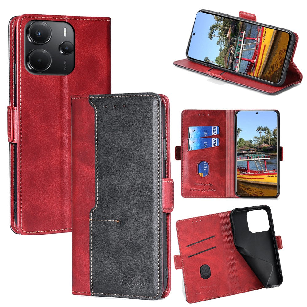For Xiaomi Redmi Note 14 4G (164.84mm) Case Contrast Color Wallet Leather Phone Cover