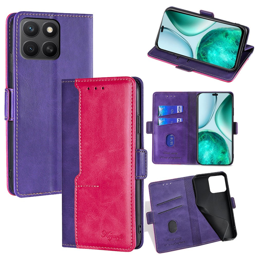 For Honor X8c 4G Case Contrast Color Wallet Leather Phone Cover
