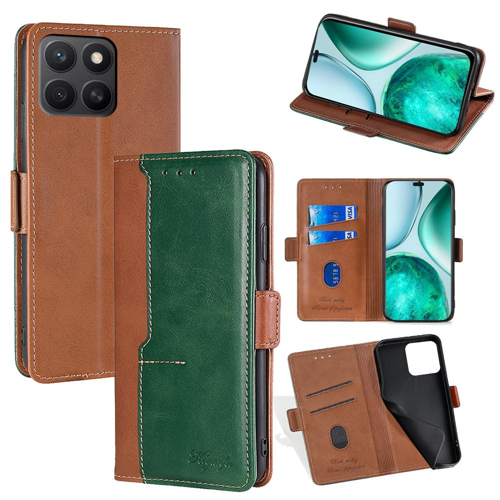For Honor X8c 4G Case Contrast Color Wallet Leather Phone Cover