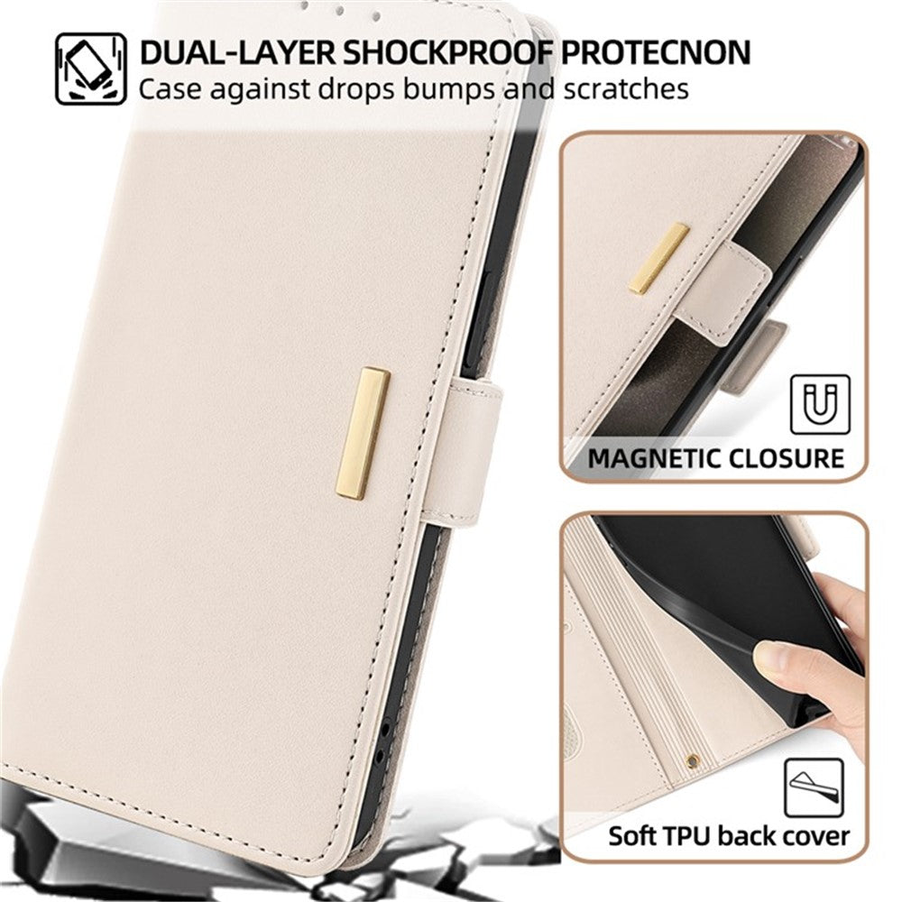 For Xiaomi Redmi Note 14 4G (164.84mm) Case PU Leather Wallet Stand Phone Cover with Crossbody Shoulder Strap