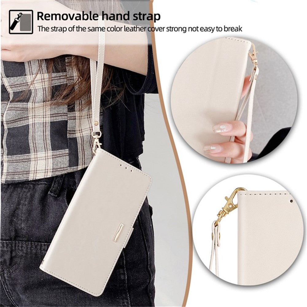 For Xiaomi Redmi Note 14 4G (164.84mm) Case PU Leather Wallet Stand Phone Cover with Crossbody Shoulder Strap