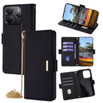 For Xiaomi Redmi Note 14 4G (164.84mm) Case PU Leather Wallet Stand Phone Cover with Crossbody Shoulder Strap