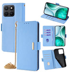 For Honor X8c 4G Case PU Leather Wallet Stand Phone Cover with Crossbody Shoulder Strap