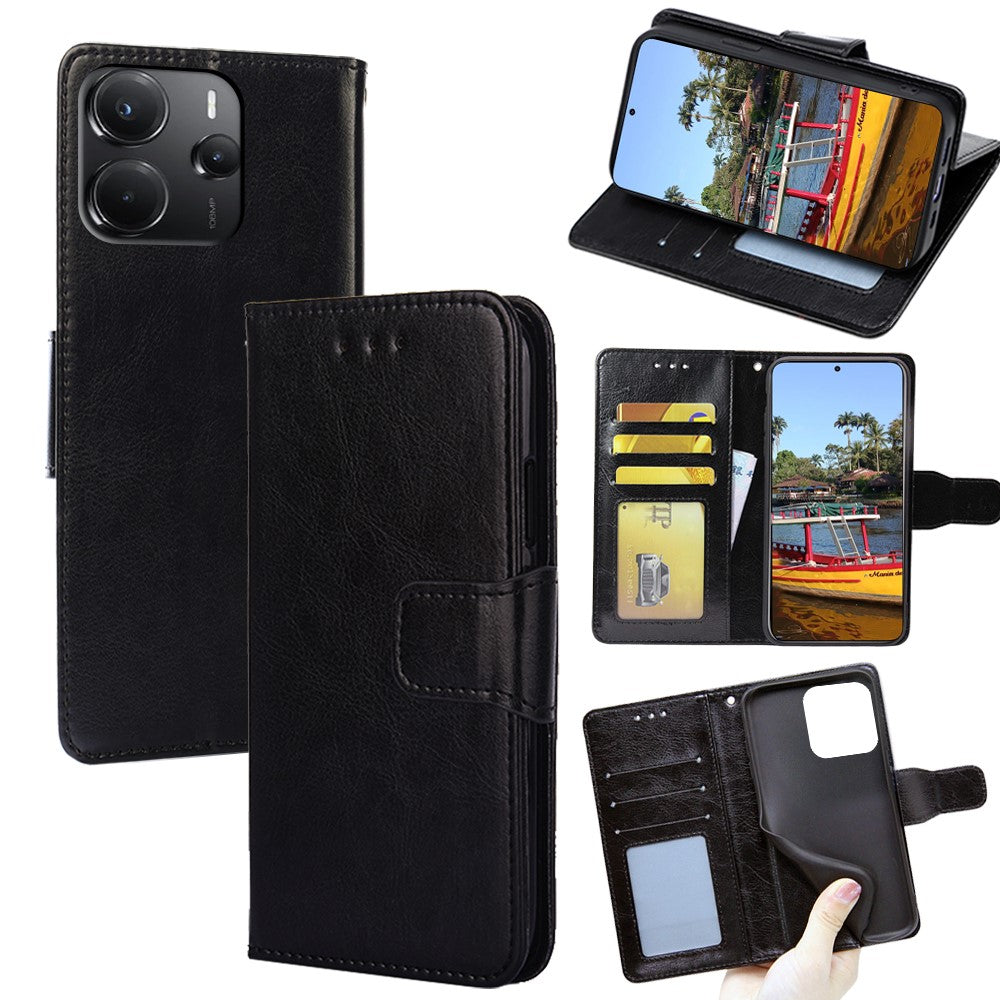 For Xiaomi Redmi Note 14 4G (164.84mm) Case Wallet PU Leather + TPU Folding Stand Phone Cover