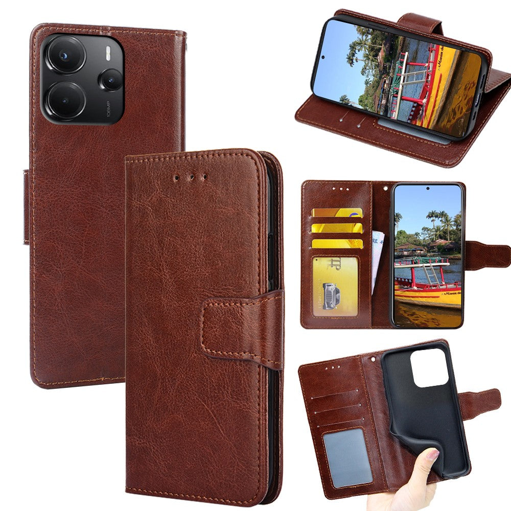 For Xiaomi Redmi Note 14 4G (164.84mm) Case Wallet PU Leather + TPU Folding Stand Phone Cover