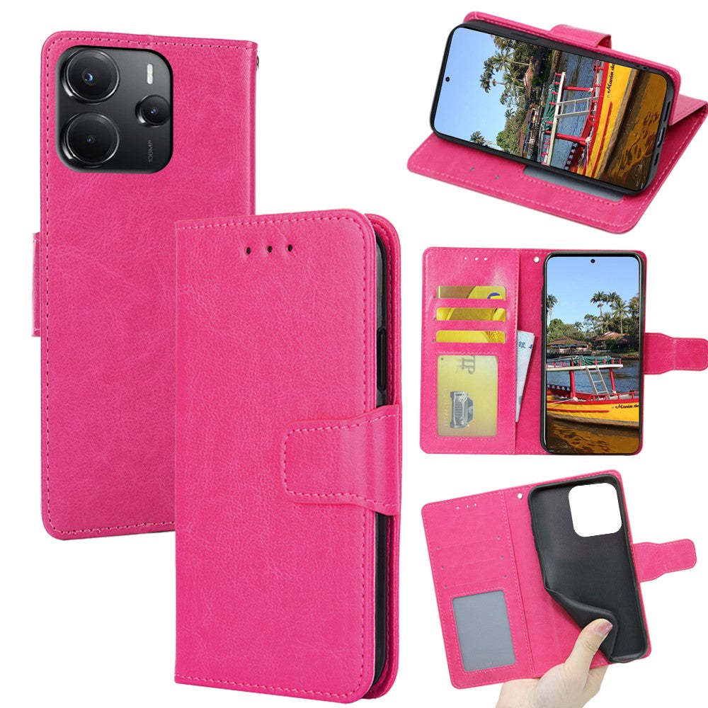 For Xiaomi Redmi Note 14 4G (164.84mm) Case Wallet PU Leather + TPU Folding Stand Phone Cover