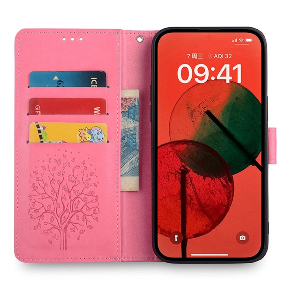 For Xiaomi Redmi Note 14 4G (164.84mm) Case PU Leather Wallet Phone Cover Tree Deer Imprinted