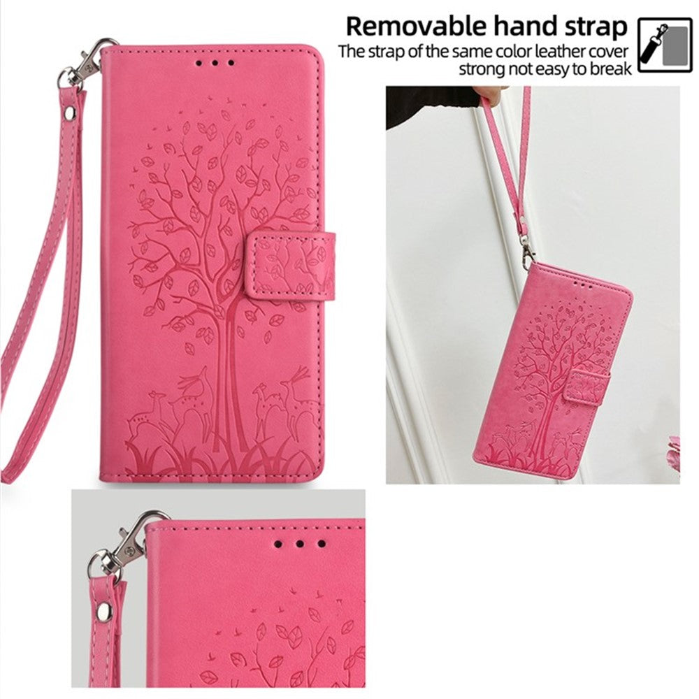 For Xiaomi Redmi Note 14 4G (164.84mm) Case PU Leather Wallet Phone Cover Tree Deer Imprinted