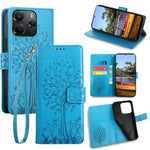 For Xiaomi Redmi Note 14 4G (164.84mm) Case PU Leather Wallet Phone Cover Tree Deer Imprinted