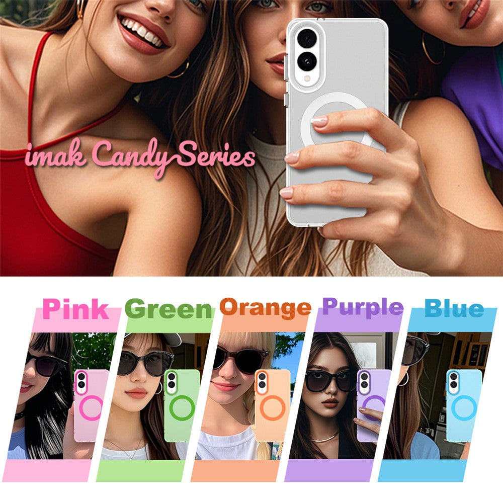 IMAK For Samsung Galaxy S25 Edge Magnetic Case Candy Color Anti-Drop TPU + PET Back Cover