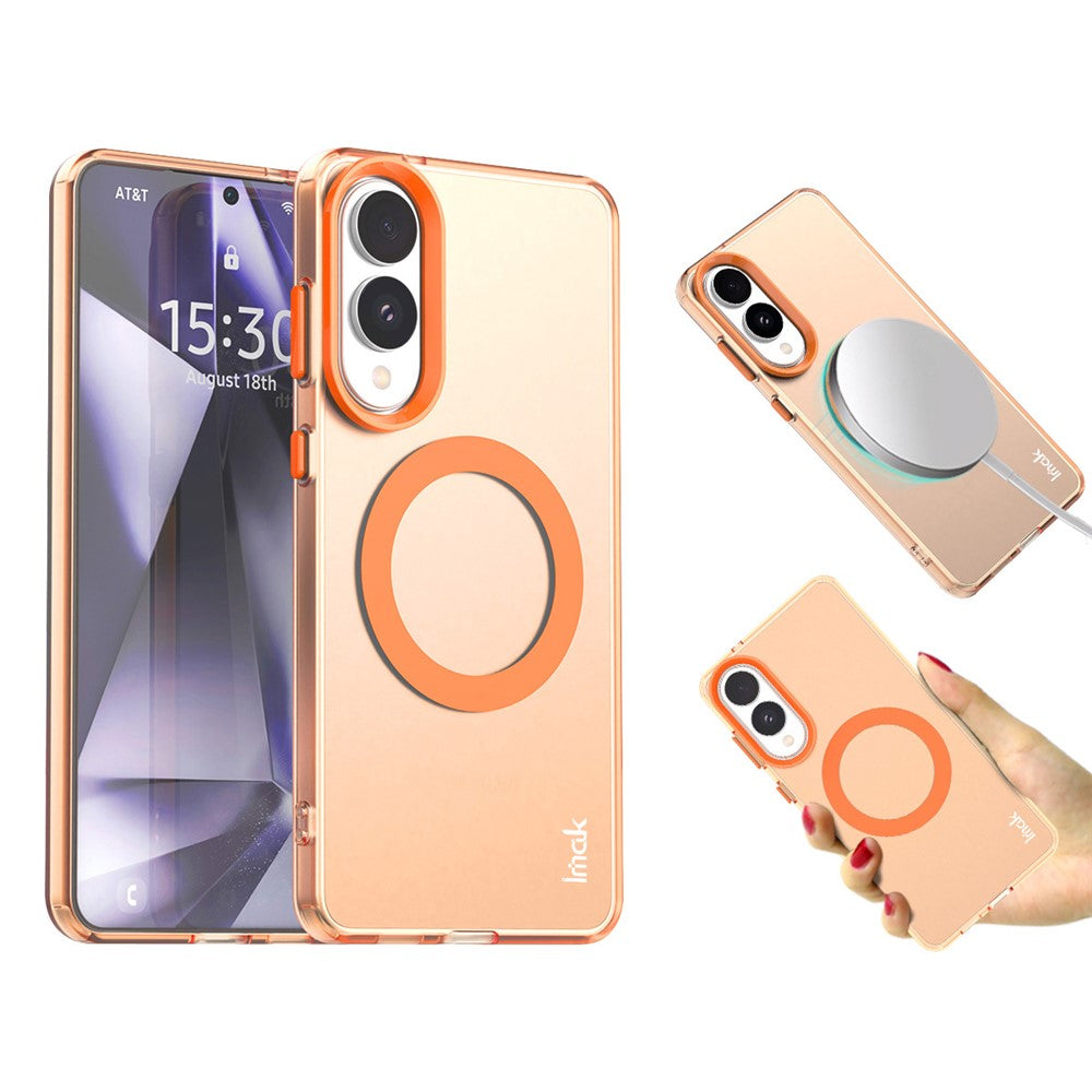 IMAK For Samsung Galaxy S25 Edge Magnetic Case Candy Color Anti-Drop TPU + PET Back Cover