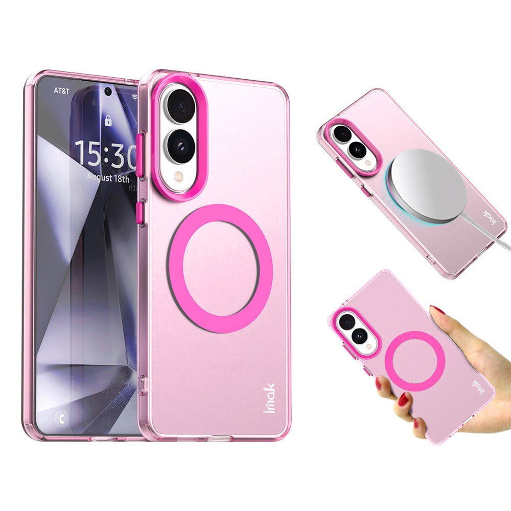 IMAK For Samsung Galaxy S25 Edge Magnetic Case Candy Color Anti-Drop TPU + PET Back Cover