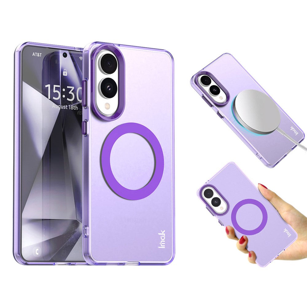 IMAK Magnetiskt Skal För Samsung Galaxy S25 Edge Godisfärgat Stötsäkert TPU + PET Bakstycke