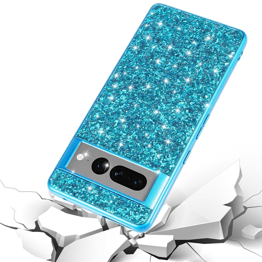 Til Google Pixel 7 Pro 5G Skinnende Glitter Pailletter Telefon Beskyttelsescover Elektropletteret TPU-ramme Hårdt PC-bagcover