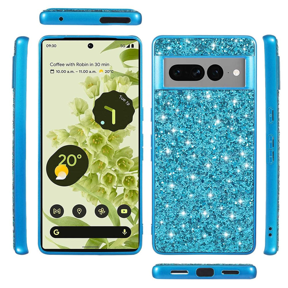 Til Google Pixel 7 Pro 5G Skinnende Glitter Pailletter Telefon Beskyttelsescover Elektropletteret TPU-ramme Hårdt PC-bagcover