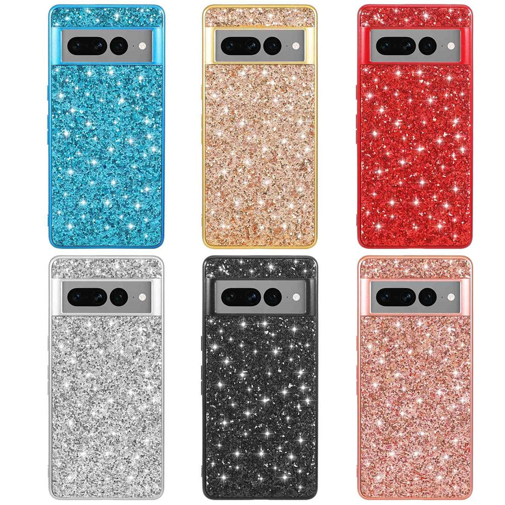 Til Google Pixel 7 Pro 5G Skinnende Glitter Pailletter Telefon Beskyttelsescover Elektropletteret TPU-ramme Hårdt PC-bagcover