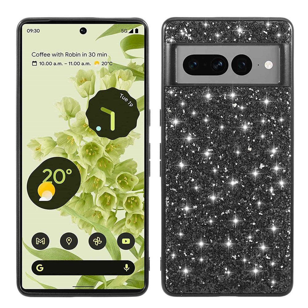 Til Google Pixel 7 Pro 5G Skinnende Glitter Pailletter Telefon Beskyttelsescover Elektropletteret TPU-ramme Hårdt PC-bagcover