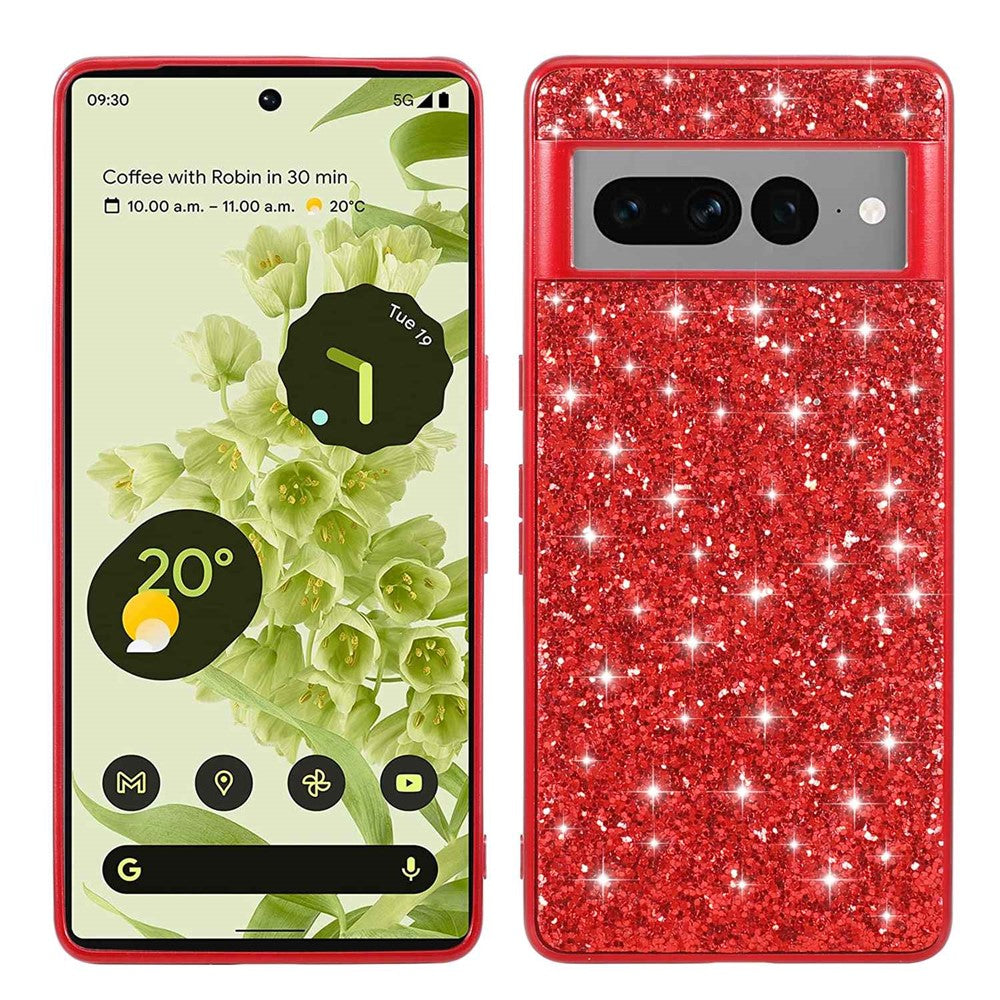 Til Google Pixel 7 Pro 5G Skinnende Glitter Pailletter Telefon Beskyttelsescover Elektropletteret TPU-ramme Hårdt PC-bagcover