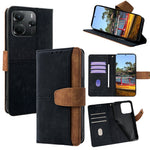 For Xiaomi Redmi Note 14 4G (164.84mm) Case RFID Blocking Color Splicing PU Leather Wallet Phone Cover