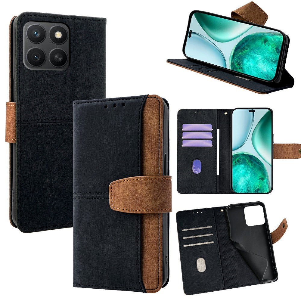 Til Honor X8c 4G Etui RFID-Blokering Farve Splejsning PU Læder Pung Telefoncover