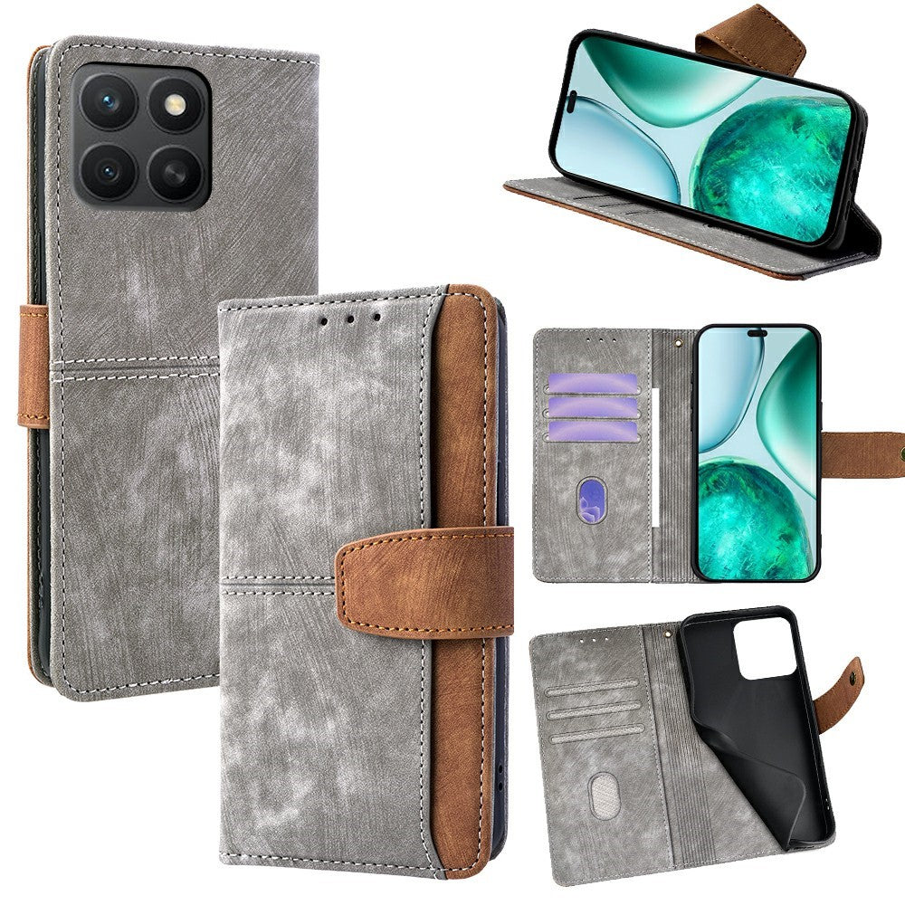 Til Honor X8c 4G Etui RFID-Blokering Farve Splejsning PU Læder Pung Telefoncover