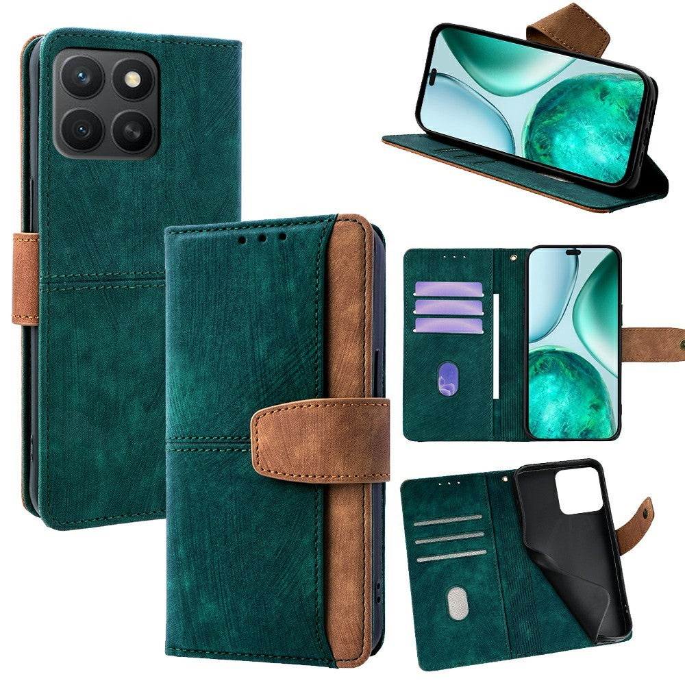 Til Honor X8c 4G Etui RFID-Blokering Farve Splejsning PU Læder Pung Telefoncover