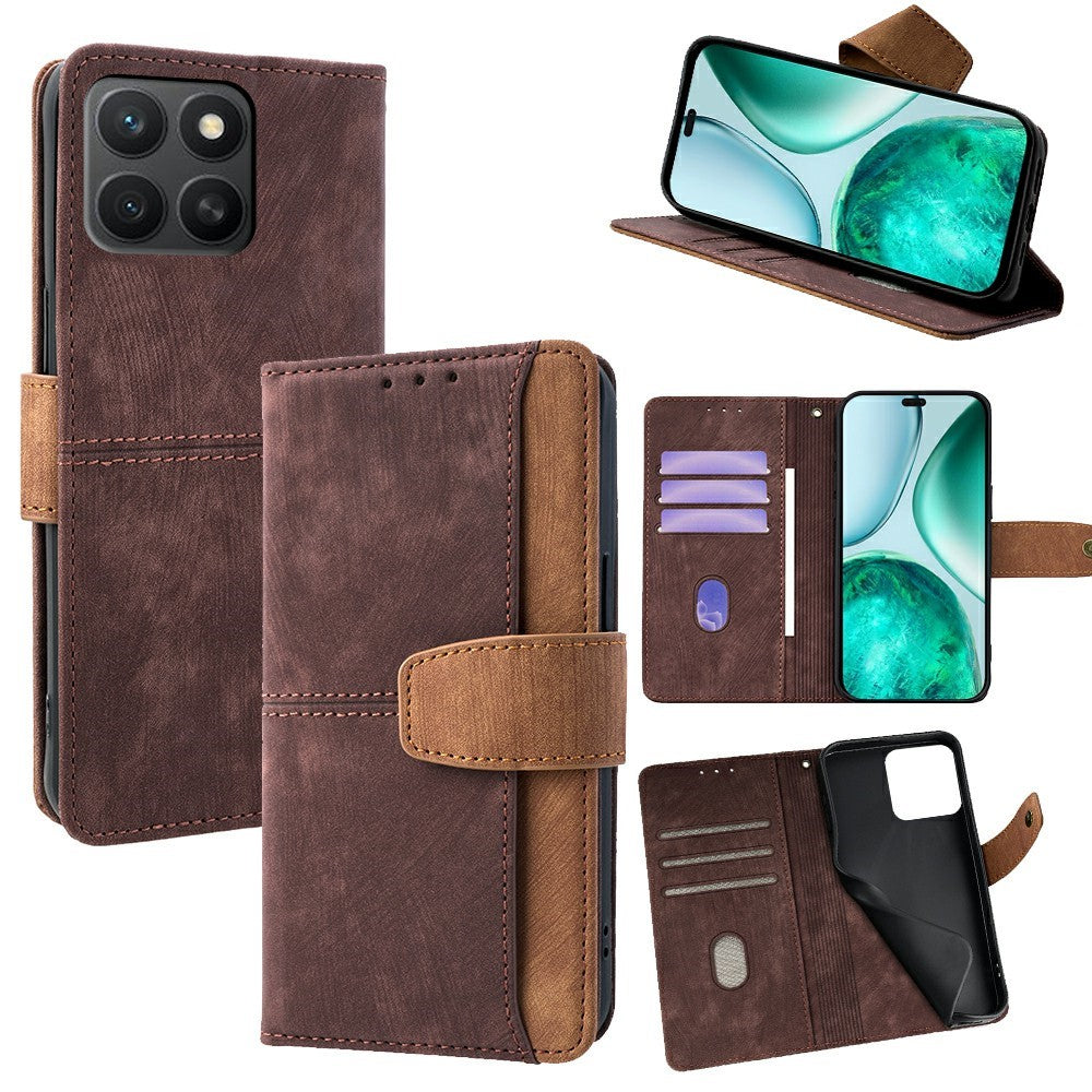 Til Honor X8c 4G Etui RFID-Blokering Farve Splejsning PU Læder Pung Telefoncover