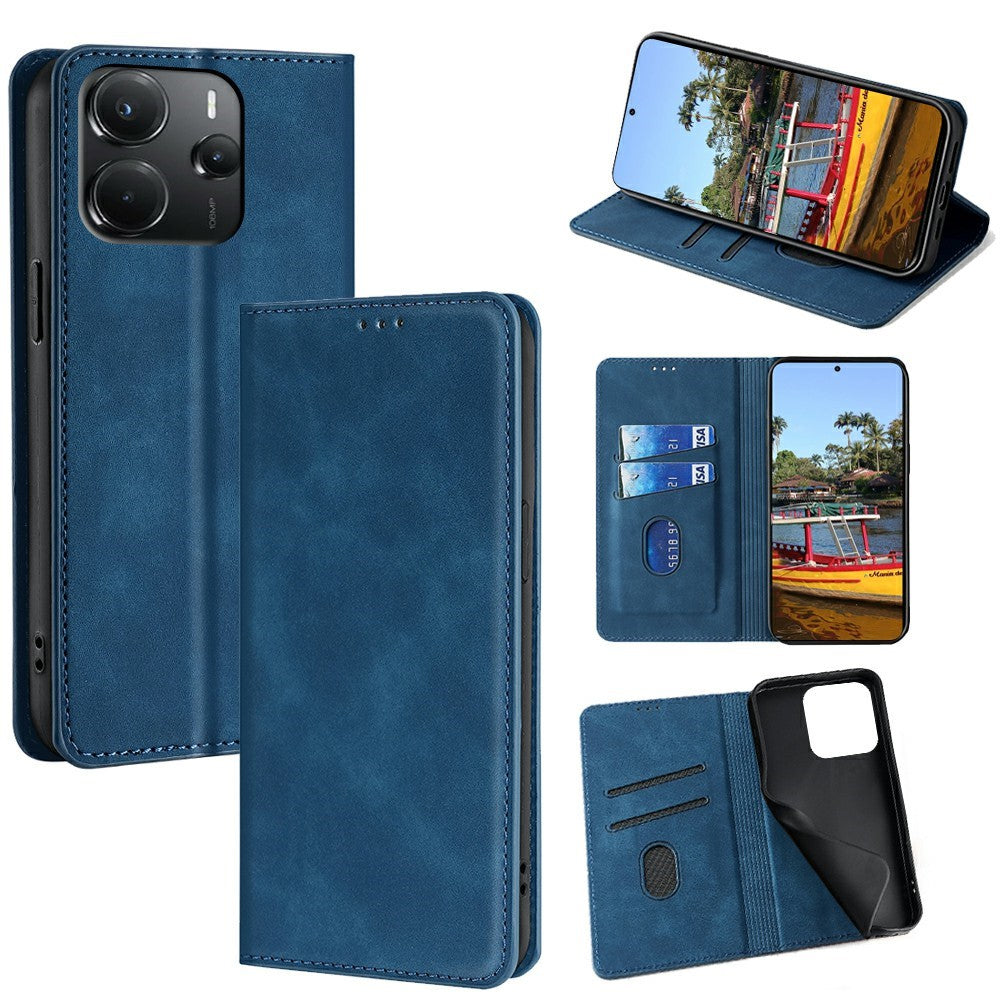 For Xiaomi Redmi Note 14 4G (164.84mm) Case Card Holder PU Leather Magnetic Closing Phone Cover