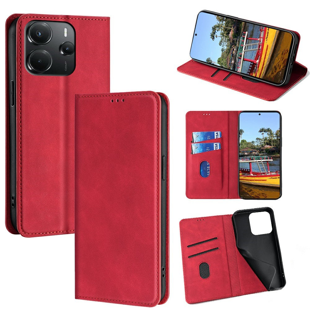 For Xiaomi Redmi Note 14 4G (164.84mm) Case Card Holder PU Leather Magnetic Closing Phone Cover
