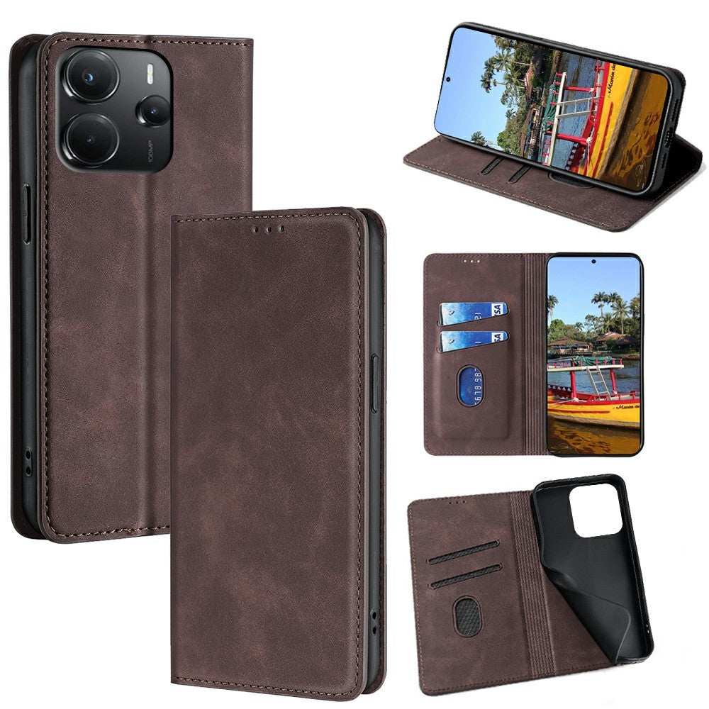 For Xiaomi Redmi Note 14 4G (164.84mm) Case Card Holder PU Leather Magnetic Closing Phone Cover