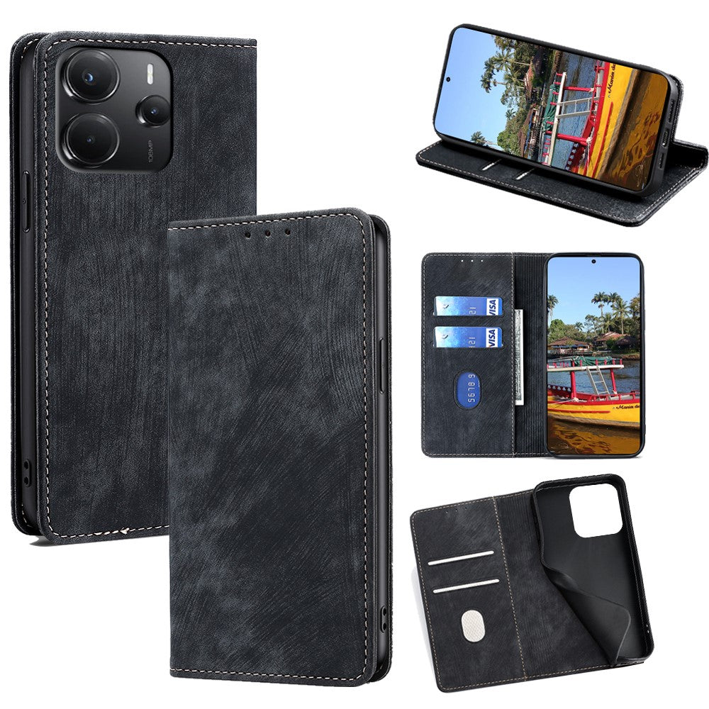 For Xiaomi Redmi Note 14 4G (164.84mm) Case RFID Blocking Wallet Leather Phone Cover