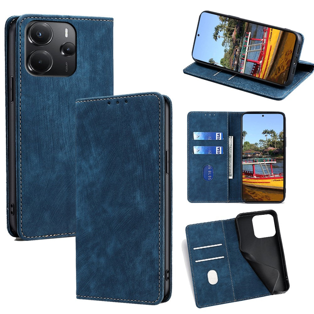 For Xiaomi Redmi Note 14 4G (164.84mm) Case RFID Blocking Wallet Leather Phone Cover