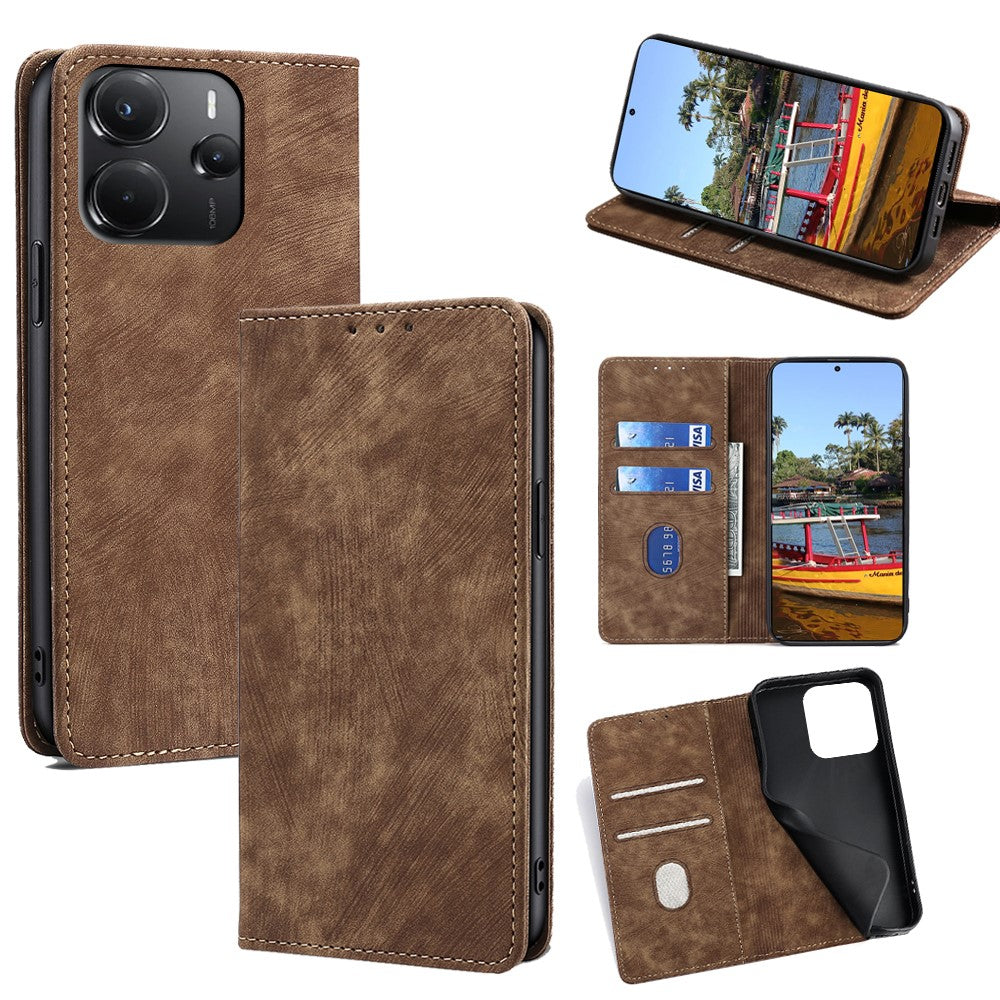 For Xiaomi Redmi Note 14 4G (164.84mm) Case RFID Blocking Wallet Leather Phone Cover