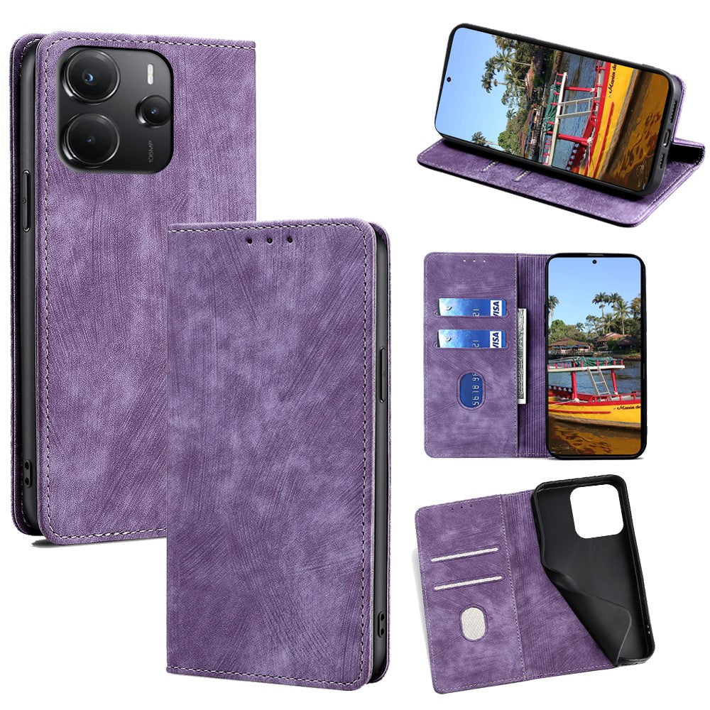 For Xiaomi Redmi Note 14 4G (164.84mm) Case RFID Blocking Wallet Leather Phone Cover