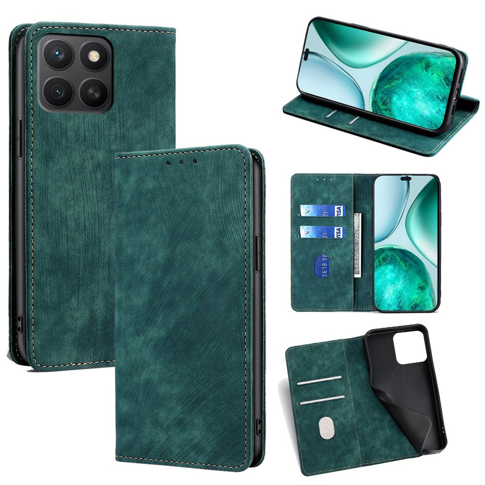 For Honor X8c 4G Case RFID Blocking Wallet Leather Phone Cover