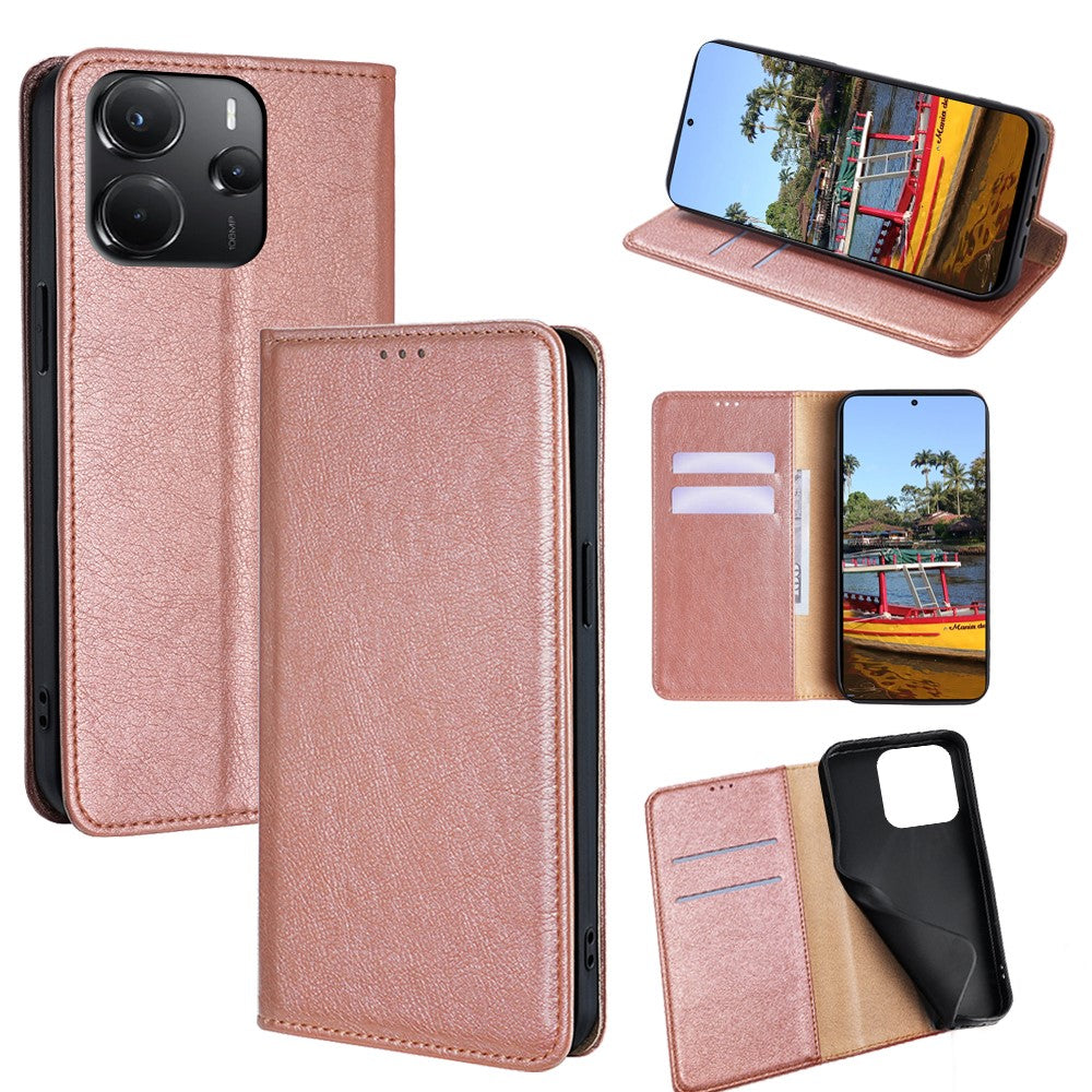 Xiaomi Redmi Note 14 4G (164.84mm) Plånboksfodral PU-läder Magnetiskt självabsorberande mobilskal