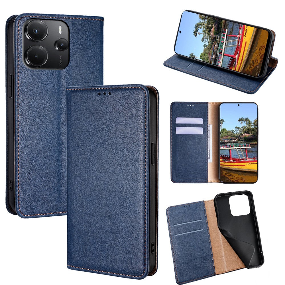 Xiaomi Redmi Note 14 4G (164.84mm) Plånboksfodral PU-läder Magnetiskt självabsorberande mobilskal