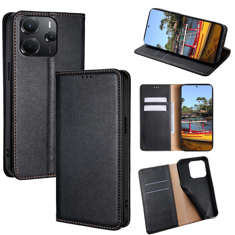 Xiaomi Redmi Note 14 4G (164.84mm) Plånboksfodral PU-läder Magnetiskt självabsorberande mobilskal