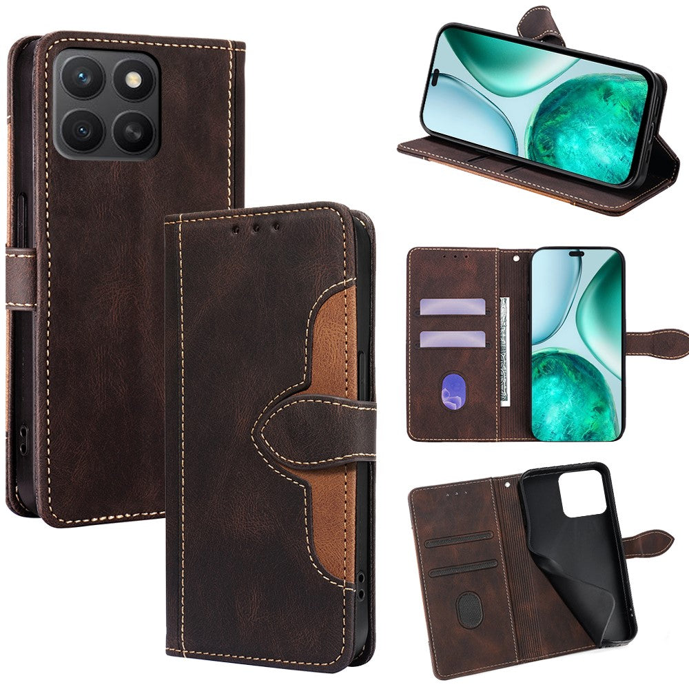 Til Honor X8c 4G Etui Læder Pung Telefoncover med Stråhat Magnetlås