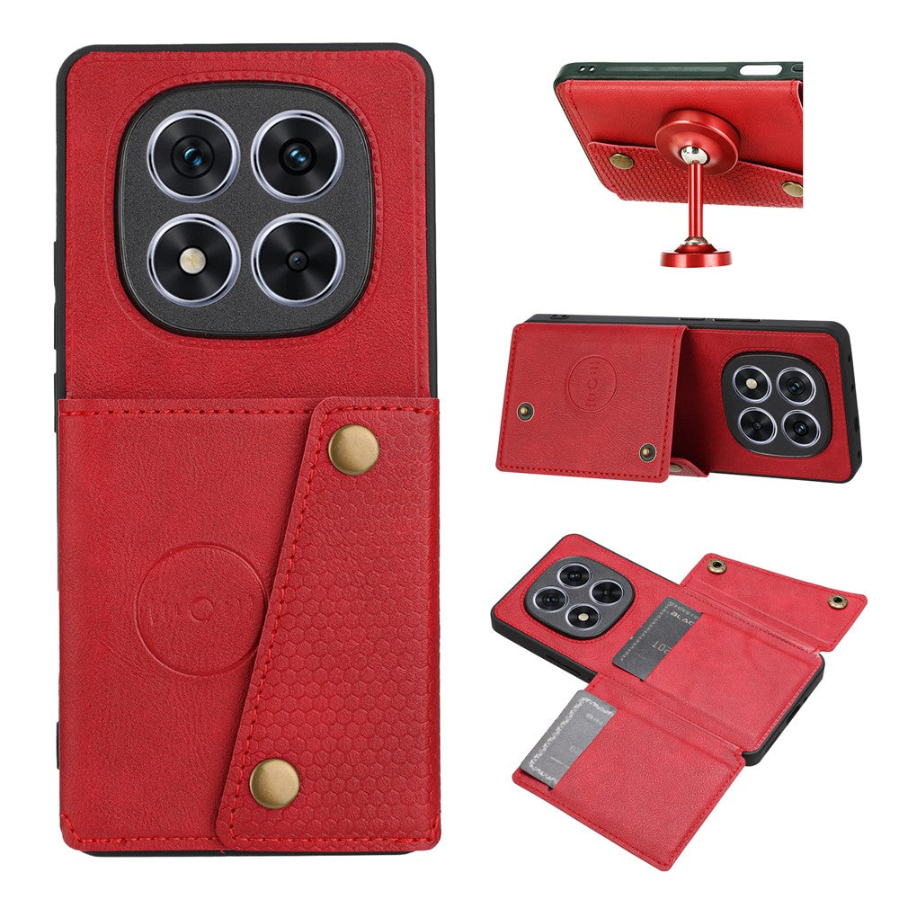 For Xiaomi Redmi Note 14 Pro 4G Case with Card Slots Kickstand Leather + TPU Phone Cover