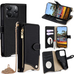 For Xiaomi Redmi Note 14 4G (164.84mm) Wallet Case Fishtail Design Leather Phone Cover with Mirror  /  Stand  /  Strap