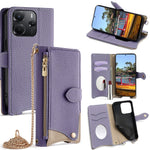 For Xiaomi Redmi Note 14 4G (164.84mm) Wallet Case Fishtail Design Leather Phone Cover with Mirror  /  Stand  /  Strap