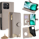 Til Honor X8c 4G Pung Etui Fishtail Design Læder Telefon Cover med Spejl / Stativ / Rem