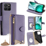 Til Honor X8c 4G Pung Etui Fishtail Design Læder Telefon Cover med Spejl / Stativ / Rem