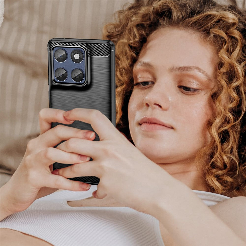 For Motorola Edge 60 5G / 60 Fusion 5G Case Protective Phone Cover Carbon Fiber Texture Brushed